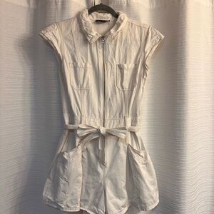 White Zip-Up Romper
